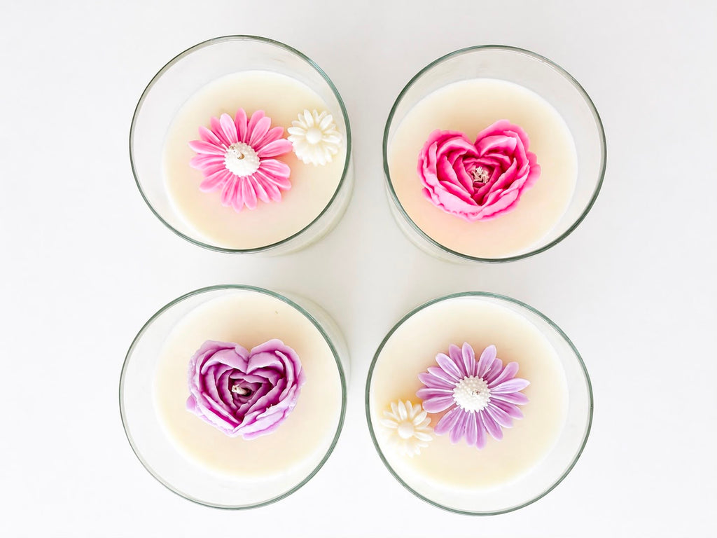 Vela vaso grande/ Rosa corazón rosa