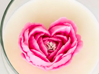 Vela vaso grande/ Rosa corazón rosa